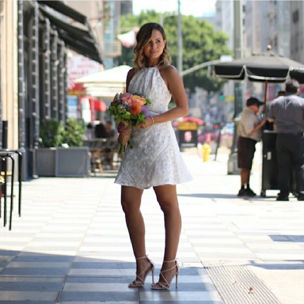 J.O.A Approaching Avalon Lace Halter Dress